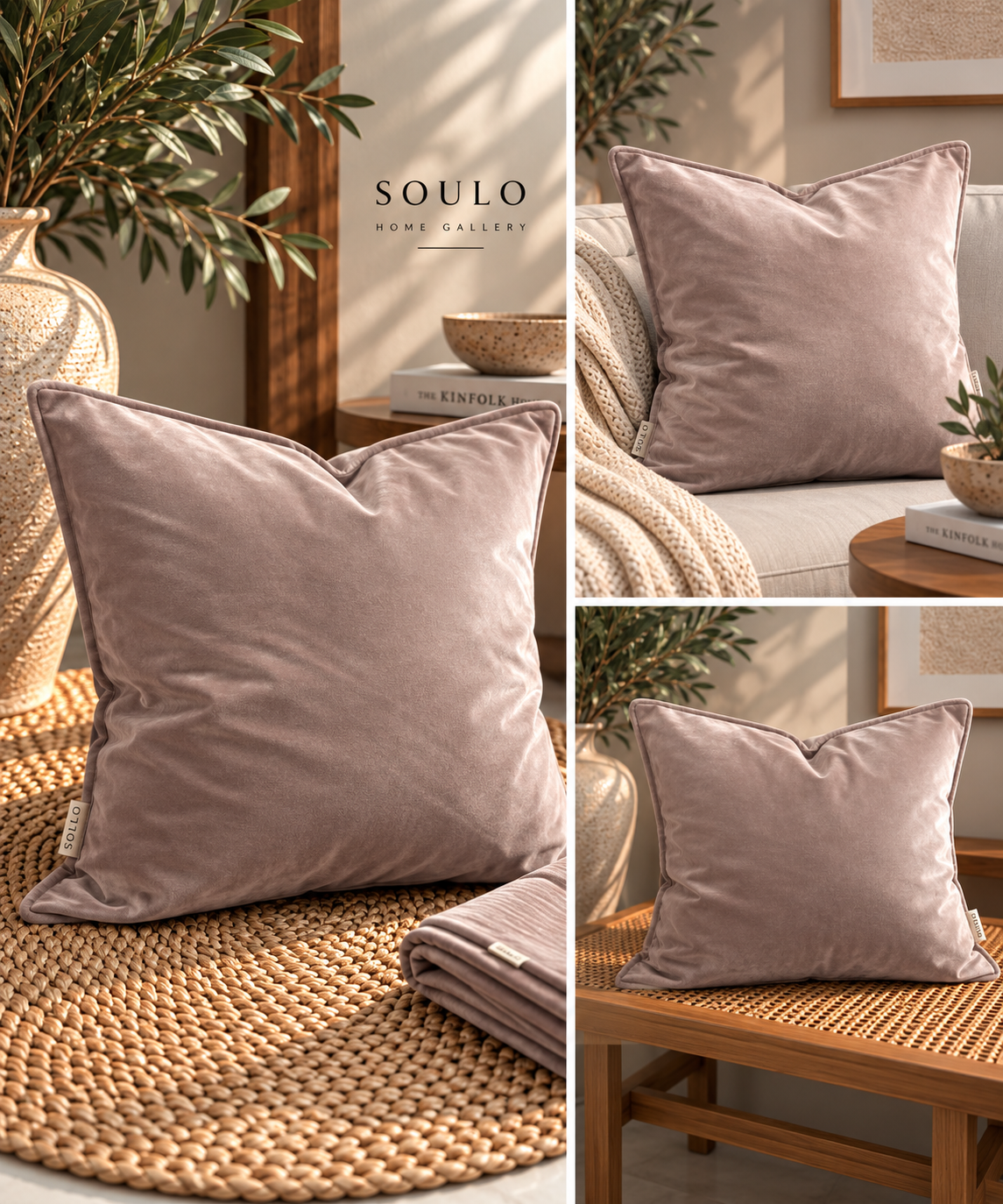 light mauve cushion 60cm