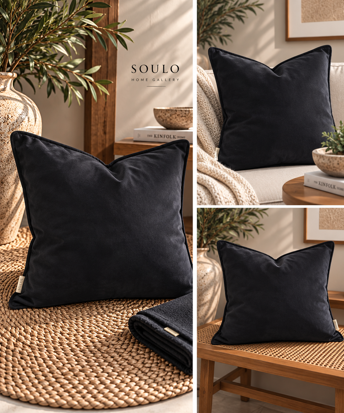 black cushion 60cm