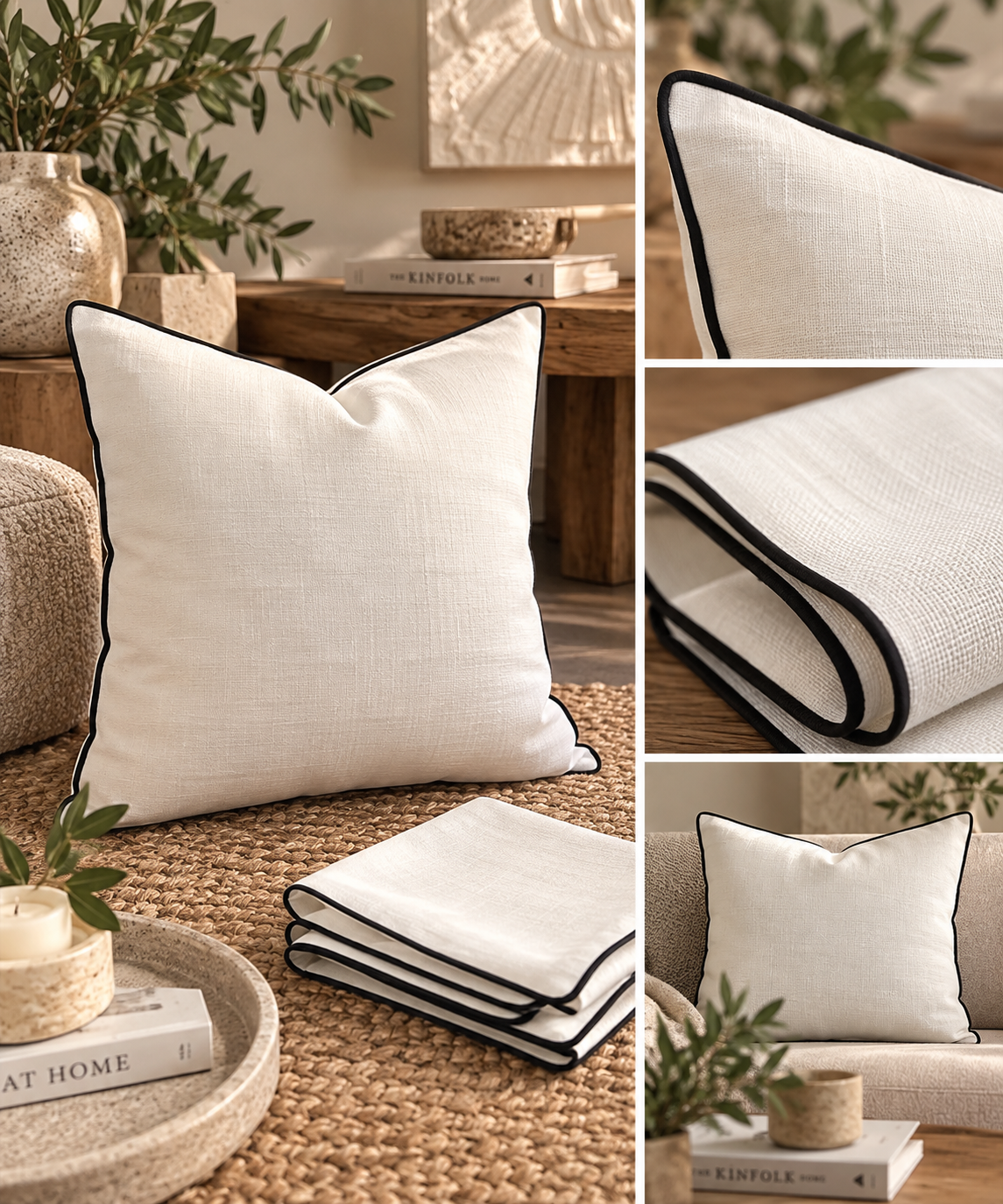 white-black cushion 45 cm