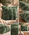 green fur cushion 45cm