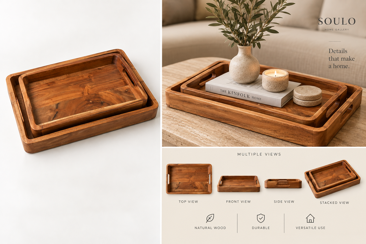 walnut acacia wood tray