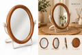 white metal table mirror