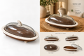 walnut glass dessert server